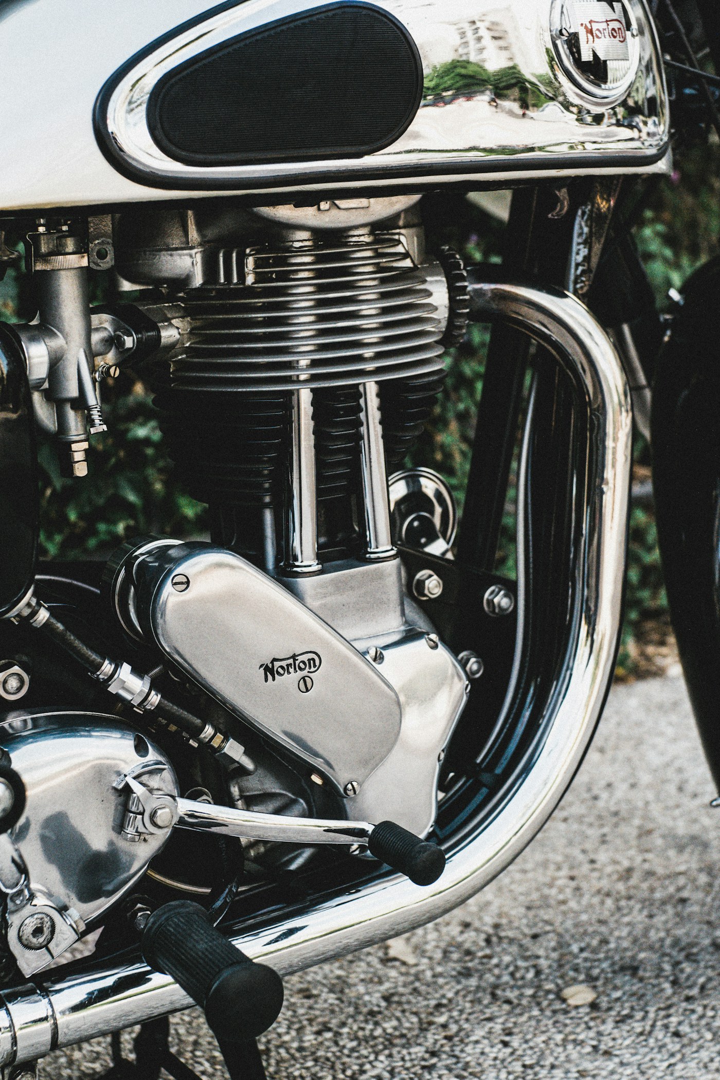 Polished classic engine and chrome